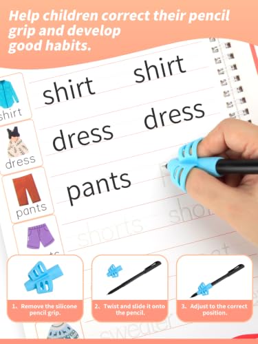 Magic Grooved Writing Practice for Kids Ages 3-8, Reusable Workbooks | Handwriting for Preschool Learning, Letters Numbers Math & Drawing Tracing Books with Disappearing Ink Pens, Educational Gift