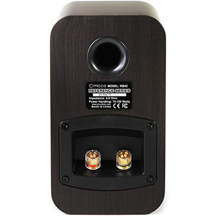 Micca RB42 Reference 2-Way Passive Bookshelf Speakers, Stereo Pair, Walnut | Amplifier Required, Long-Throw 4-Inch Woofers, 0.75-Inch Silk-Dome Tweeter, Desktop, Home Theater, Surround Sound