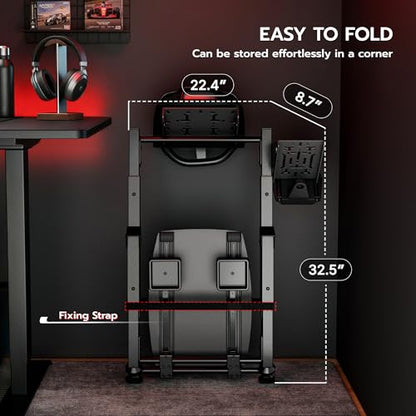 ARES WING Foldable Sim Racing Wheel Stand with Chair Fixing, Compact Design | Racing Simulator Cockpit Compatible with Logitech G29 G920 G923, Fanatec, Thrustmaster, Moza, Simagic, Racing Games Equipment - size: Stand with Chair Fixing