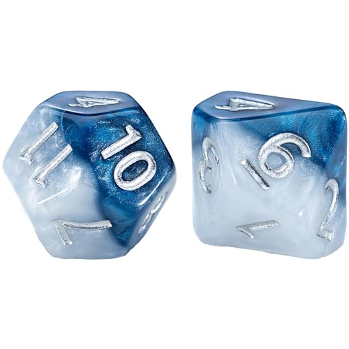 Gate Keeper Games and Dice: Halfsies Dice: Police Box - 7pc Set, Time Lord Blue & Doctor White, Pearlescent Swirl, 7 Resin Dice for Role Playing Games - style: Police Box
