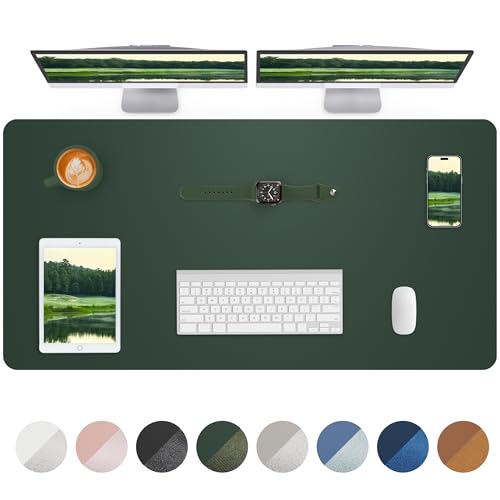 Leather Desk Pad Protector,Mouse Pad,Office Desk Mat, Non-Slip PU Leather Desk Blotter,Large Desk mat,Waterproof Keyboard mat for Office/Home/Decor (Dark Green,48" x 24") - color: Dark Green, size: 48" x 23"