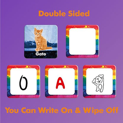 Hebayy 36 Pairs Animal Matching Game, 72PCS Spanish Flashcards 36 Designs Memory Cards Educational Learning Toys for Preschool 4 5 6 Years Old (Each Measures 2” X 2”) - style: Real Animals-B (Spanish version)