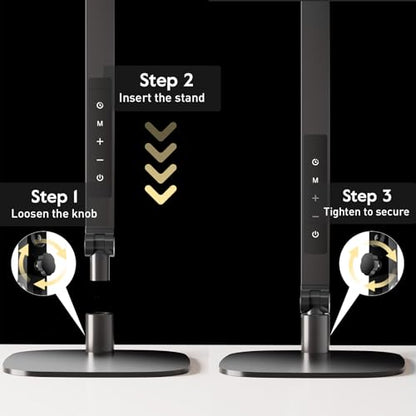 LED Desk Lamp for Home Office, Soft Edge-lit Design - Modern Style | Eye-Caring Diffused Light, Professional Computer Light for Reading, Crafts & Zoom, Dimmable with 30 Modes, Memory & Timer - color: Black