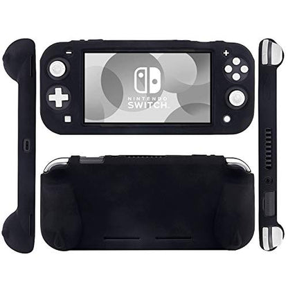 Silicone Protective Case for Nintendo Switch Lite, Soft Grip Case Cover with Comfort Ergonomic Handles for Nintendo Switch Lite 2019 [Self Stand][4 Thumb Stick Caps] (Black) - color: 실리콘-블랙