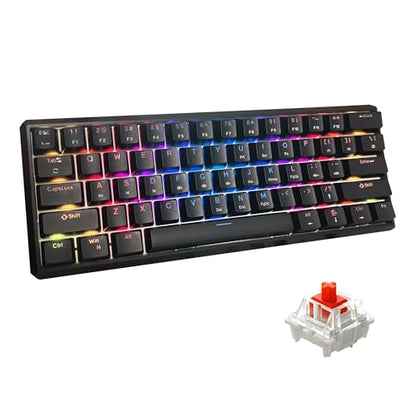 Snpurdiri 60% Gasket Wired Mechanical Gaming Keyboard (Black, Red Switches) | RGB Backlit 61 Keys Mini Gaming Keyboard for PC, Windows XP, Win 7, Win 10 - color: Black/Red Switch