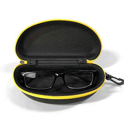 3 Pack Zipper Shell Eyeglasses and Sunglasses Case with Plastic Carabiner Hook - color: Yellow