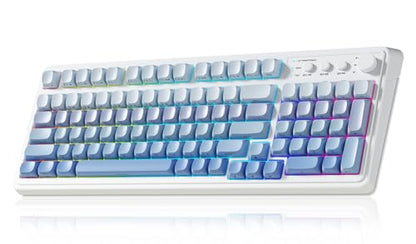 AULA S99 Gaming Keyboard, Wireless Computer Keyboards with Media Knob | 99 Keys Membrane Keyboard,RGB Backlit,Tri-Mode BT/2.4GHz/USB-C,2000mAh Rechargeable Thocky Clicky Creamy Sounding Keyboard - color: Gradient Blue