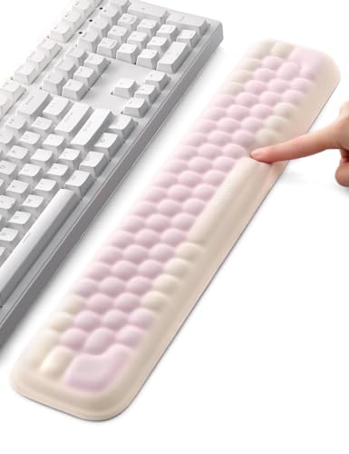 Meatanty Keyboard Wrist Rest, Ergonomic Keypad Support, Soft Memory Foam Hand Rest Pad for Typing Comfort, Computer Desk Accessory for Hand Palm Pain Relief, Laptop Office Home School Women Girl Cute - color: Pastel Pink and Cream White, style: Keyboard R