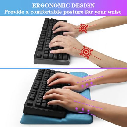 Computer Keyboard Stand with Wrist Rest, Ergonomic Tilted Keyboard Holder - Keyboard Riser with Wrist Pad - Keyboard Tray Support for Office Home - Blue - color: Keyboard Stand - Blue