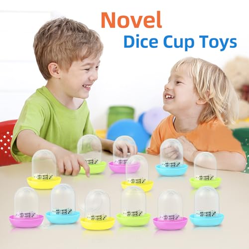 12 Pack Mini Dice Cup Set，Party Favors for Adults Kids Toddlers, Plastic Shaker Dice Game，Shaker Cup Desk Toys, Classroom Rewards, Carnival Prizes, Goodie Bag Stuffers, Treasure Box, Pinata Fillers