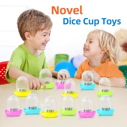 12 Pack Mini Dice Cup Set，Party Favors for Adults Kids Toddlers, Plastic Shaker Dice Game，Shaker Cup Desk Toys, Classroom Rewards, Carnival Prizes, Goodie Bag Stuffers, Treasure Box, Pinata Fillers