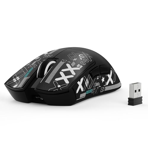 ATTACK SHARK X11SE Wireless Gaming Mouse, 59g Lightweight, Black&Tape | Bluetooth/2.4Ghz Wireless/Wired Connectivity, 22K DPI, PixArt PAW3311 Gaming Sensor, 1K Polling Gamer Mice for PC/Mac - color: Black&Tape