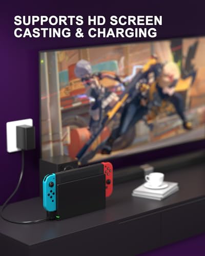 Dock Station for Nintendo Switch/Switch OLED, Replacement 3-in-1 TV Dock Set with Original IC Module, AC Charger & High-Speed HDMI Cable for 1080P HD Output（Not Compatible with Sw 2）