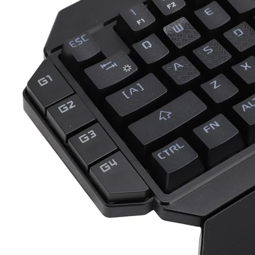 One Handed Gaming Keyboard, 35 Keys Portable Mini Keypad with Wrist Rest, RGB Backlit Blue Switch, 6 Macro Recording Keys for PC