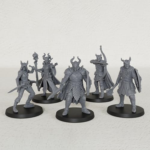 AUSPDICE Fantasy Human Miniatures28mm Dungeon Masters RPG Gift AS1002 | Unpainted Tabletop RPG Miniature Game Figures Set of 5pcs 1:56 Scale Minis Figurine Pack Great