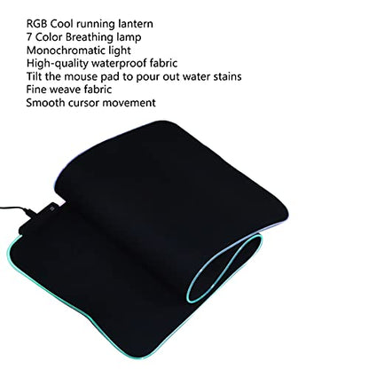 RGB LED Pad, USB Interface Gaming Mat with Thick ase, 7 Color Breathing and PC Laptop Notebook, Non Slip