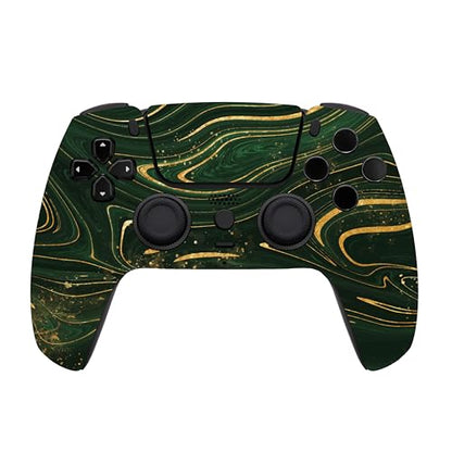 ProControllers LLC Custom Wireless Controller for PS5 - Hand Airbrushed & Multiple Designs Available (Green & Gold Swirl) - color: Green & Gold Swirl
