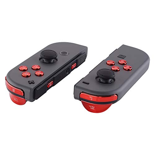 eXtremeRate Complete Replacement Buttons for Nintendo Switch Joycon and Nintendo Switch OLED, ABXY Button Home Direction Plus Minus L R ZL ZR SR SL Trigger for Joycon Controller, Red Chrome - color: Chrome Red