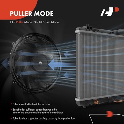 A-Premium 12'' 12 inch Slim Universal Electric Cooling Fan Assembly | 1700 m3/h, 12V 80W, Pull Fan with Mount Kit - style: 12 inch