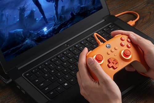 8BitDo Ultimate C Wired Controller for Xbox with Hall Effect Joysticks and Triggers, RGB Lighting Fire Ring, Compatible with Xbox Series X|S, Xbox One, Windows 10/11- Officially Licensed (Orange) - color: Orange