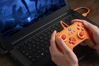 8BitDo Ultimate C Wired Controller for Xbox with Hall Effect Joysticks and Triggers, RGB Lighting Fire Ring, Compatible with Xbox Series X|S, Xbox One, Windows 10/11- Officially Licensed (Orange) - color: Orange