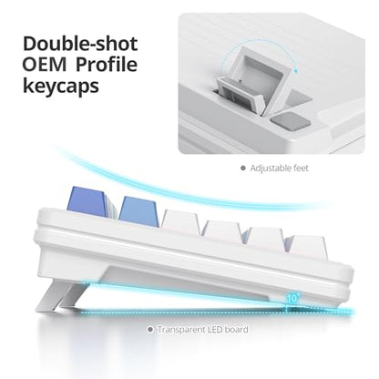 Owpkeenthy 75 Percent Gaming Keyboard Gasket Mounted,87 Key Wired TKL Mechanical Keyboard Hot Swappable Linear Pre-lubed Linear Switch South-Facing RGB Backlit for PC Laptop (N-Blue) - color: N-Blue/White