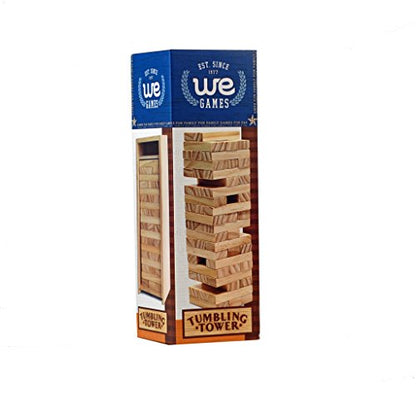 WE Games Wooden Block Stacking Tower in Wooden Storage Case, Block Party Stacking and Tumble Game, Party Game for Adults, Tumble Tower Wedding Guest Book Alternative, Tabletop Games, 14 inches