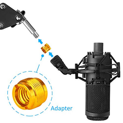 2 PCS Gold Colour Adapter for HyperX QuadCast Mic, Blue Yeti, Rode, Razer, Shure and Most USB Microphone, Shock Mount, Boom Arm Screw Thread Adapter 5/8" Male to 3/8" Female Screw Adapter by YOUSHARES - color: 2PCS