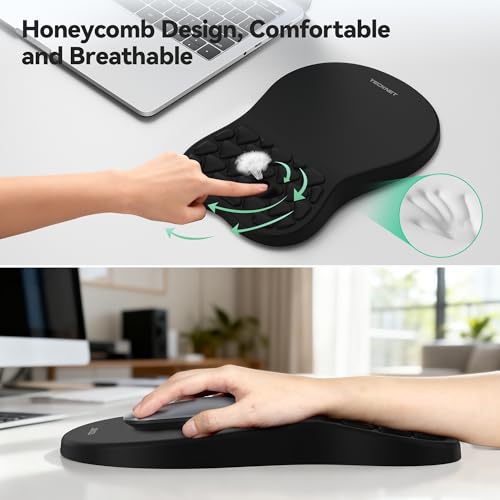 TECKNET Keyboard Wrist Rest and Mouse Pad 2 in 1 Set with Wrist Support | Comfortable Massage Design Effectively Relieves Carpal Tunnel Syndrome, Suitable for Computers Keyboard and Mouse