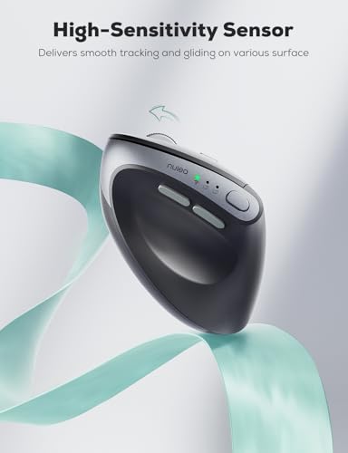 Nulea MD280 Ergonomic Vertical Wireless Mouse - Bluetooth & 2.4G Dual Mode, 4 Adjustable DPI 800/1200/1600/2400, Rechargeable, Silent Clicks, No Lag, 6 Buttons - Perfect for Laptop, Desktop Black - color: Black