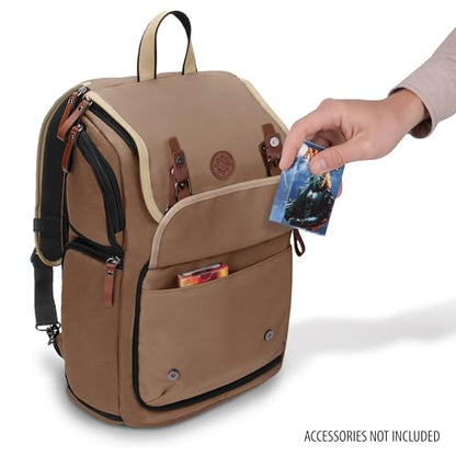 ENHANCE Designer Edition TCG Backpack - MTG Deck Bag Card Binder Space, TCG Deck Box Storage, MTG Playmat Holder - Card Storage Compatible with Magic the Gathering, Pokemon, Lorcana (Canvas Tan) - color: Canvas Tan