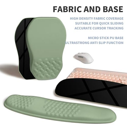 2-in-1 Ergonomic Set, Wave Keyboard Wrist Rest and Massage Slope Mouse Pad Wrist Support, Rebound Memory Foam for Relieve Carpal Tunnel Syndrome and Wrist Pain (Olive Green) - color: Olive Green