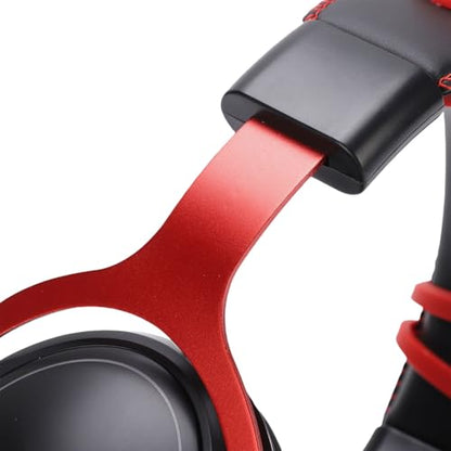 Wired Gaming Headset, Noise Cancelling RGB Luminous Comfortable 50mm Driver PC Gaming Headset, Over Ear Headphones with Flexible Microphone and 7.22ft Cable, for Home Office (Black Red) - color: Black Red