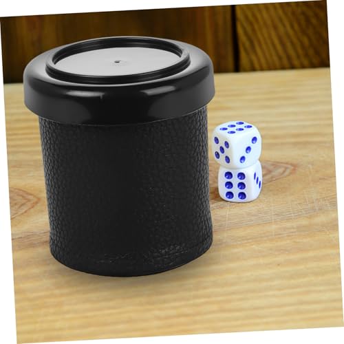 VICASKY 1set Low Noise Dice Cup Set Lid Mute Shaking Dice Holder for Parties Leather Design Comfortable Grip for Social Gatherings and Game