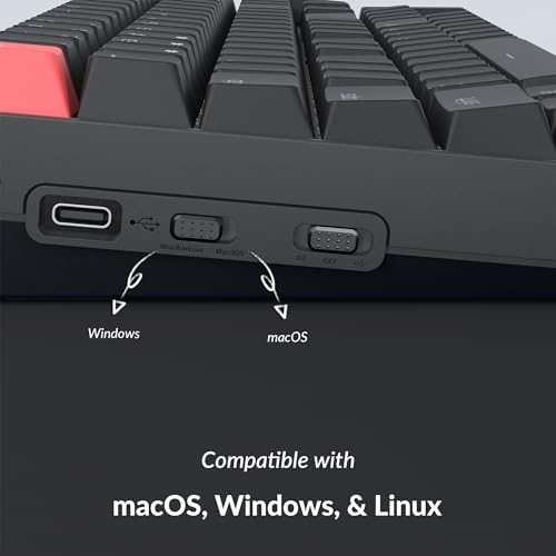 Keychron K4 96% Layout QMK Wireless and Wired Options Mechanical Keyboard, White Backlight Red Switch, Hot-swappable, Paired with Shine-Through Double-Shot PBT Keycaps for Mac Windows - Version 3 - color: Keychron Super Red Switch