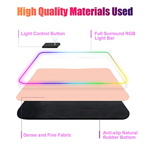 RGB Large Gaming Mouse Pad, Extended Mouse Pad with 12 Lighting Effects, Water Proof Mutispandex Surface, Non-Slip Rubber Base, 80x30 cm / 31.5×11.8 in (Cat) - color: Cat