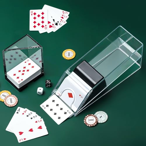 Honoson 8 Deck Blackjack Shoe and Discard Tray Acrylic, Clear | Card Dispenser for Poker Games, Dealing Shoe with Discard Holder for Casino Blackjack, Transparent Acrylic Material - color: Clear, style: 8 Deck