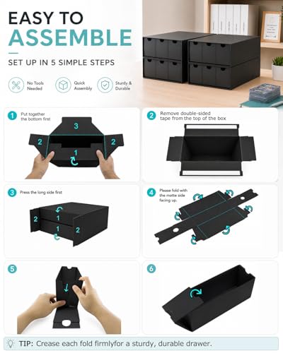 12 Drawer Trading Card Standard Storage Box with 50 Card Dividers (Black) | Cardboard Trading Card Organizer for Collectible Cards Games,Card Box Fits For TCG,MTG,TCG