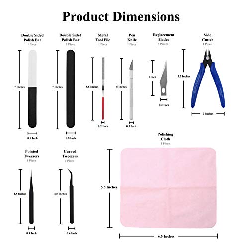 Mandala Crafts 13 PCS Plastic Model Tools Sets with Hobby Clippers, Tweezers, Files, Knife - Professional Basic Model Building Tools Set for Assembling Miniatures Mecha Cars - style: Basic13 PCs