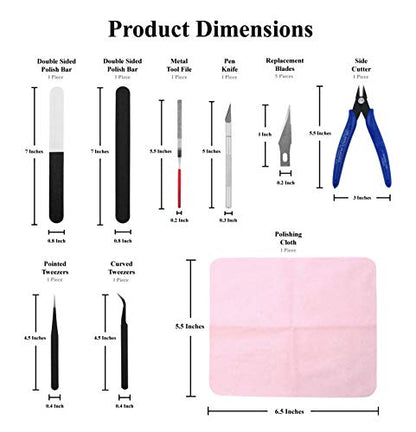 Mandala Crafts 13 PCS Plastic Model Tools Sets with Hobby Clippers, Tweezers, Files, Knife - Professional Basic Model Building Tools Set for Assembling Miniatures Mecha Cars - style: Basic13 PCs