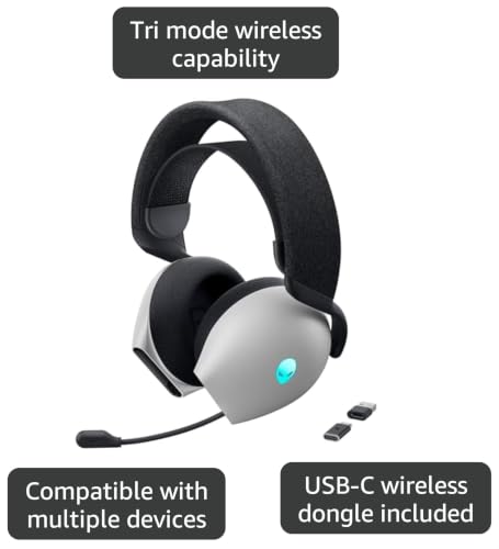 Alienware Wired Gaming Headset AW520H | 6.6 ft Cable, Hi-Res Audio, 20-40000 Hz, Memory Foam, Breathable Fabric, Lunar Light - color: Lunar Light
