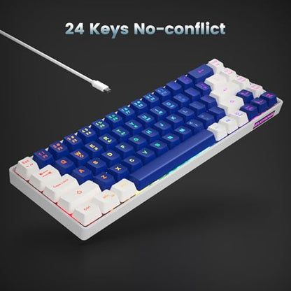 GEODMAER 65% Gaming Keyboard, LED Backlit Mini Wired Keyboard, Ultra-Compact Anti-Ghosting No-Conflict 68 Keys Membrane Gaming Wired Keyboard for PC Laptop Windows Gamer