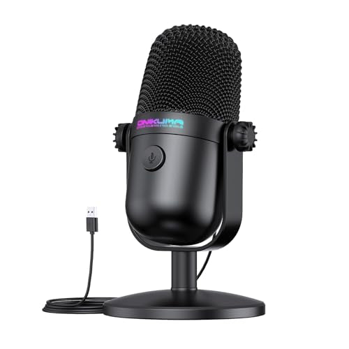 Gaming Microphone with Noise Cancellation & Mute Button, USB Condenser Mic for Streaming/Recording, Ultra-Compact Design, Compatible with PC/Mac/PS4/PS5, Podcast/YouTube/Twitch/Discord (Black) - color: Black