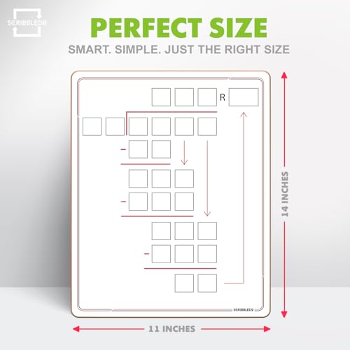 SCRIBBLDO 11”x14” Double-Sided Division Dry Erase Board Math Practice Whiteboard with Boxed Layout 2-Digit Divisors Reusable Learning Tool for Teachers Classrooms Homeschool & Special Education