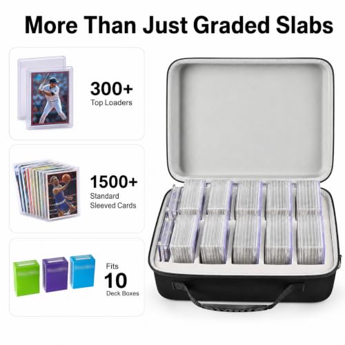 Graded Card Storage Box Compatible with 66+ BGS PSA FGS Graded Sports Trading Cards, Slab Card Case Holder Organizer for Baseball/PM/MTG with 34 Custom Impact Absorbing Foam Slots (Bag Only)