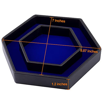 SIQUK Dice Tray with Lid Hexagon Dice Rolling Tray Dice Holder for Dice Games Like RPG, DND and Other Table Games, Blue - color: Blue