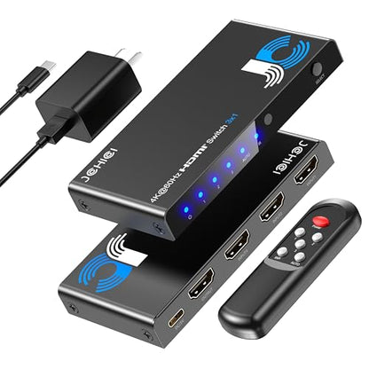 HDMI Switch 3 in 1 Out, 4K@60Hz Switcher Splitter, Auto-Switching HDMI 2.0 Switcher with Remote, HDCP 2.2/HDR/3D, Works with PS5/PS4/Switch/Xbox/PC - size: 1x3 HDMI Switch 4k