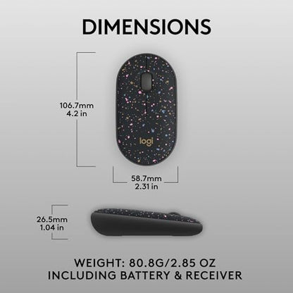 Logitech M340 Compact Ambidextrous Silent Wireless Mouse - Speckles | Silent clicks, with 2.4 GHz USB-A Nano Receiver, 3 non-customizable buttons, 18-months battery, Windows Mac Chrome compatible - color: Speckles