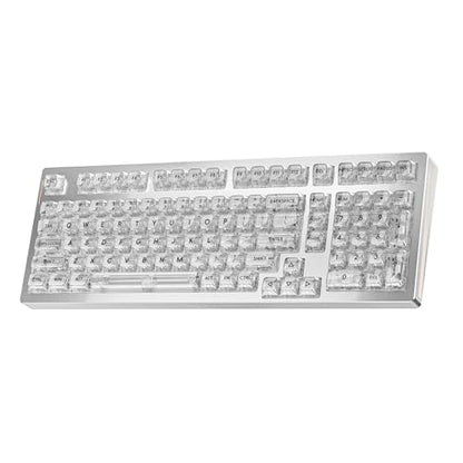 kutethy KY98 Wireless Mechanical Keyboard with Transparent Keycaps,Full Aluminum CNC,Hot-swappable,Pre-lubed Clicky Switches,Gasket Structure,RGB Backlit,BT5.0/2.4G/USB-C Wired (Silver) - color: Silver