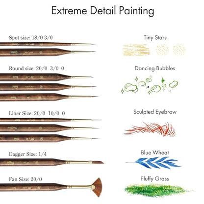 Artify Extreme Detail Paint Brushes Set, 10pcs Multi-Shape Fine Detail Brushes with Portable Bag, Ultra Fine Paint Brush Set for Miniature & Illustration Painting - color: 10pcs-handbag